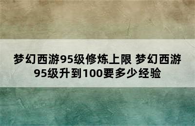 梦幻西游95级修炼上限 梦幻西游95级升到100要多少经验